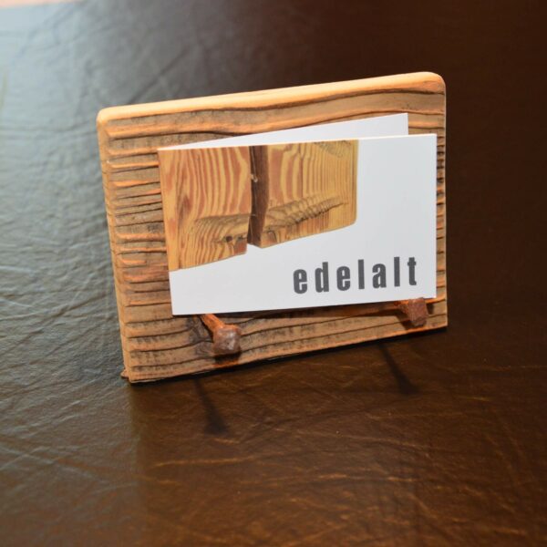 Edelalt - Altholz Kartenhalter Visitenkarte klein mit Hufnägeln