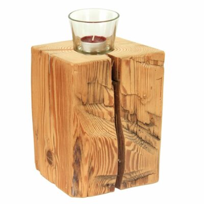 Edelalt - Altholz Kerzenständer Balken aus Altholz mit Teelichtglas